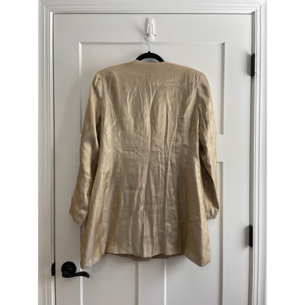 Vtg Justin Taylor Gold Embroidered Mirror Beaded Tunic Jacket Size 14 Champagne - Picture 8 of 9